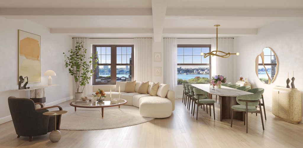 Breathtaking lounge, dining and kitchen in a condo for sale Upper West Side NYC at 720 West End