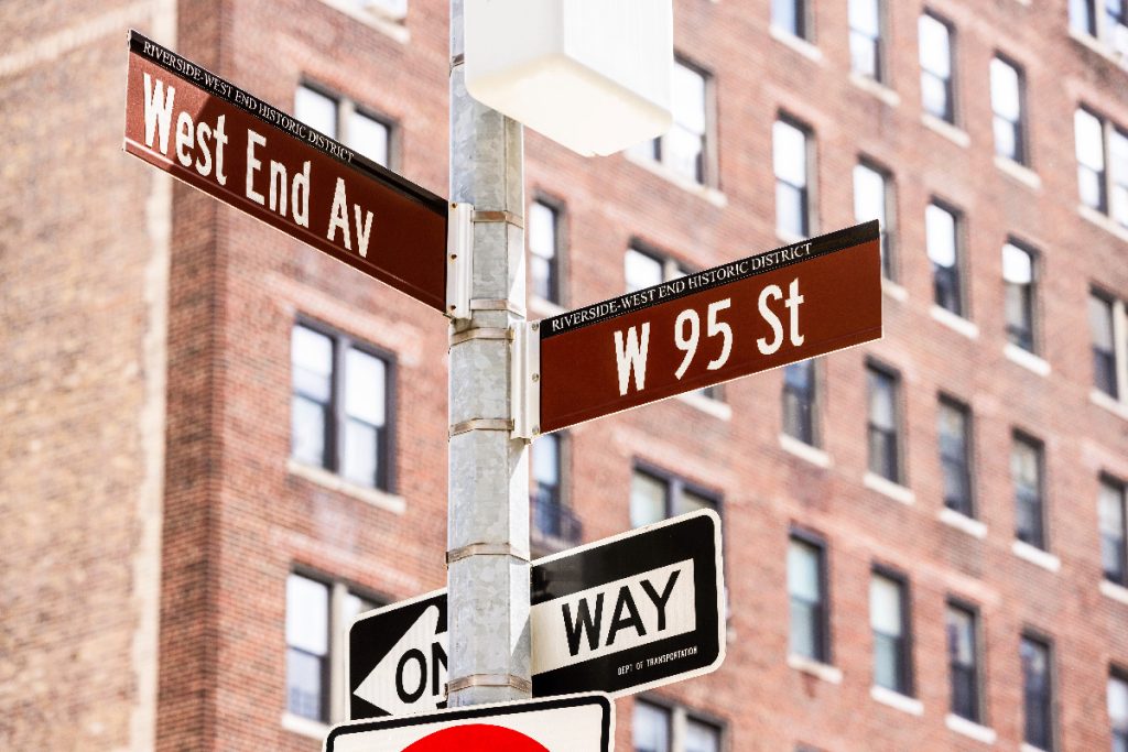 Street Signs at West End Ave and W 95th St near 720 West End, UWS Condos