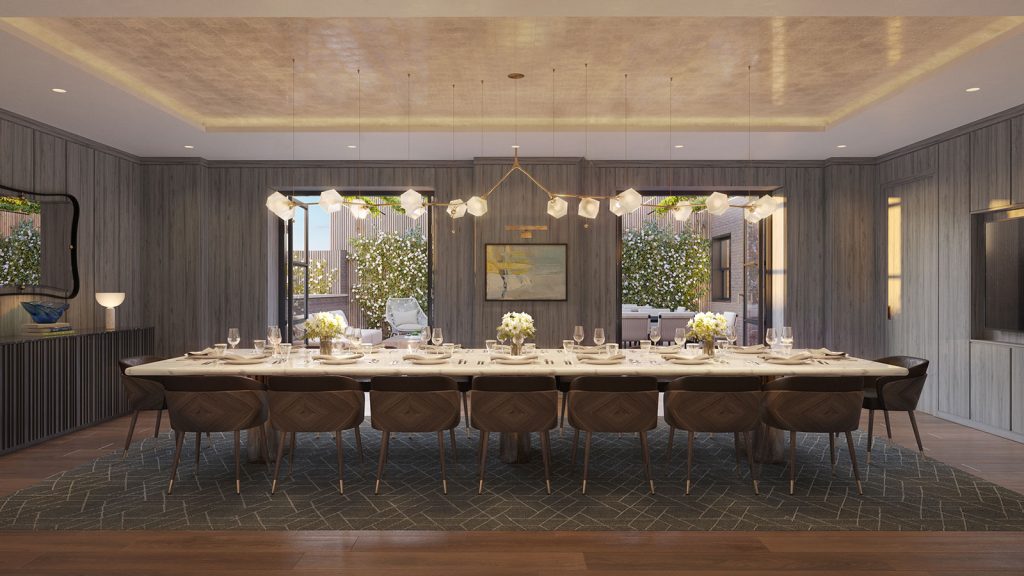 Private dining room at 720 West End Avenue overlooking the Upper West Side of Manhattan