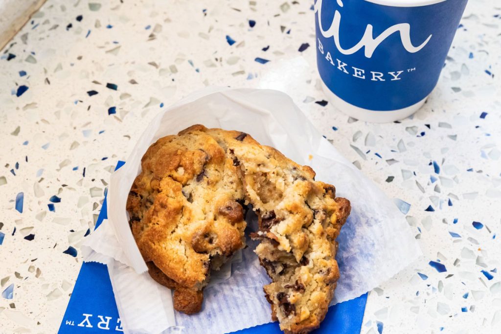 Muffin and coffee from a local bakery close to 720 West End Ave residences